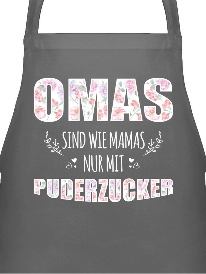 Shirtracer Kochschürze Omas sind wie Mamas nur mit Puderzucker - Geschenk Omi, (1-tlg), Oma Großmutter Omi von Shirtracer