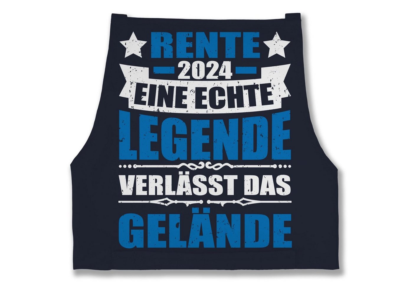 Shirtracer Kochschürze Rente 2024 eine echte Legende verlässt das Gelände - blau/weiß, (1-tlg), Rentner Küchen-Schürze zum Kochen von Shirtracer