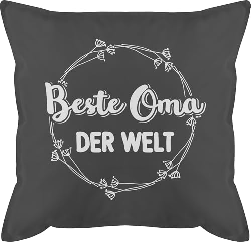 Kissen 50x50 - Großmutter - Beste Oma der Welt - weiß - 50 x 50 cm - Grau - Geschenk Geschenke für Omas omi ist die zierkissen Fuer Grandma mit füllung Enkelkinder Grandmother sofakissen von Shirtracer
