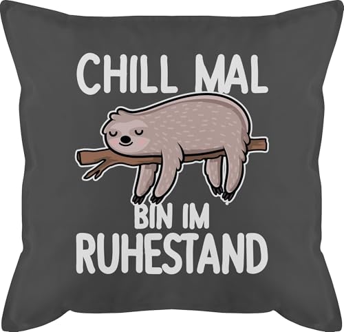Kissen 50x50 - Rentner - Chill mal ich bin im Ruhestand mit Faultier - weiß - 50 x 50 cm - Grau - faultierkissen abschiedskissen rente retirement chiller pillow rentnerkissen ruhestandskissen von Shirtracer