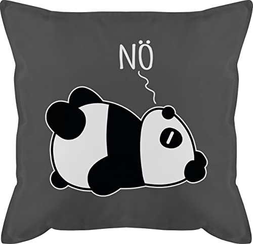 Kissen 50x50 - Statement - Nö - Panda - weiß - 50 x 50 cm - Grau - mit füllung Nein zierkissen Panda-Motiv bezug sprüche für Couch Spruch und Statements pandabär männerkissen Pillow von Shirtracer