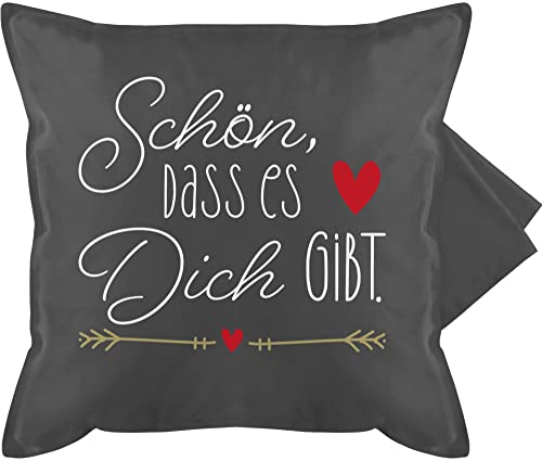 Kissenbezug - Valentinstag Partner Kissen Ideen - Schön dass es dich gibt - Geschenke für Frauen Weihnachts-Geschenk Geschenkideen Freundin Schwester Lieblingsmensch Weihnachten - 50 x 50 cm - Grau von Shirtracer