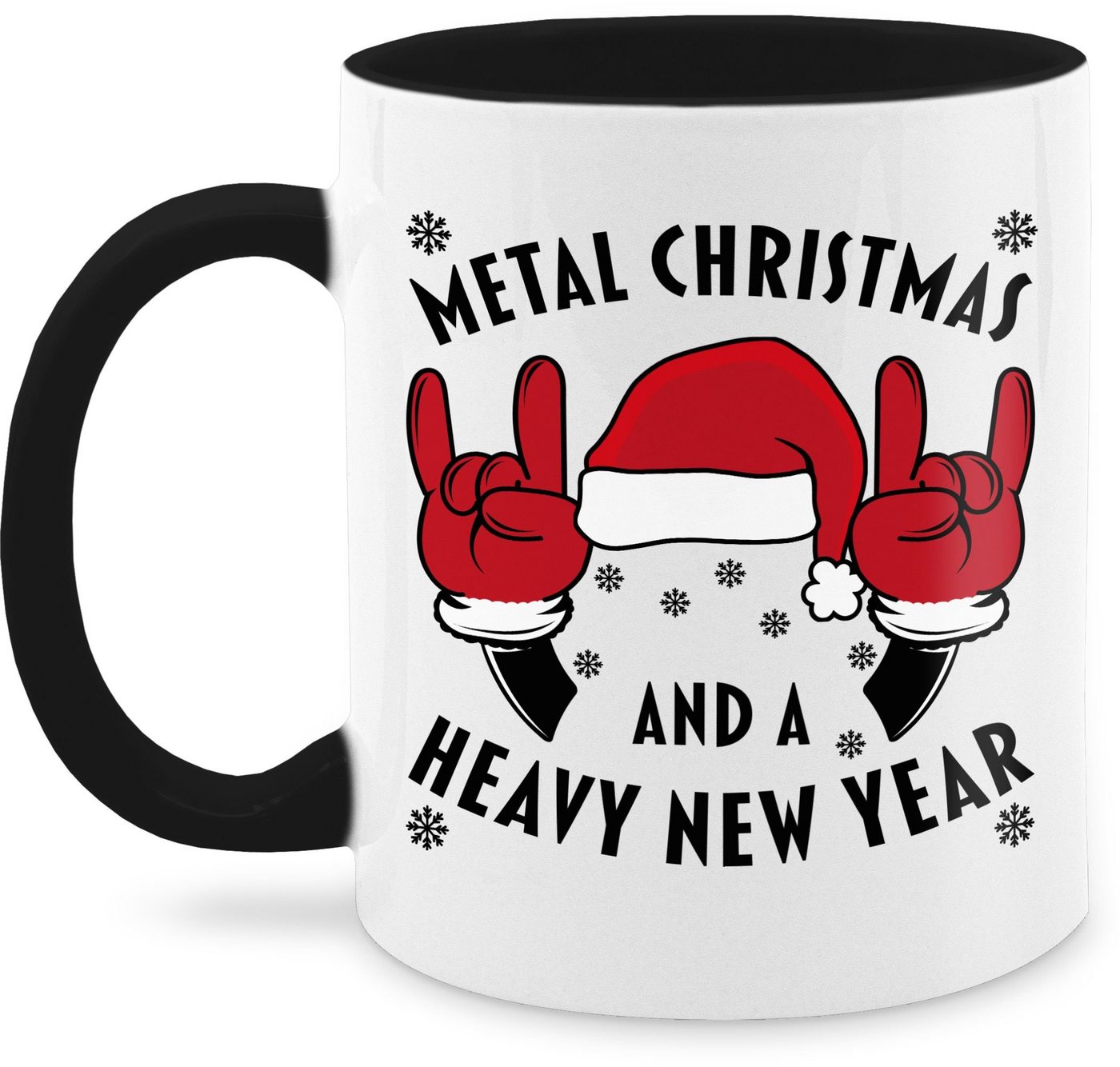 Shirtracer Tasse Metal Christmas and a Heavy New Year, Keramik, Weihnachtstasse von Shirtracer