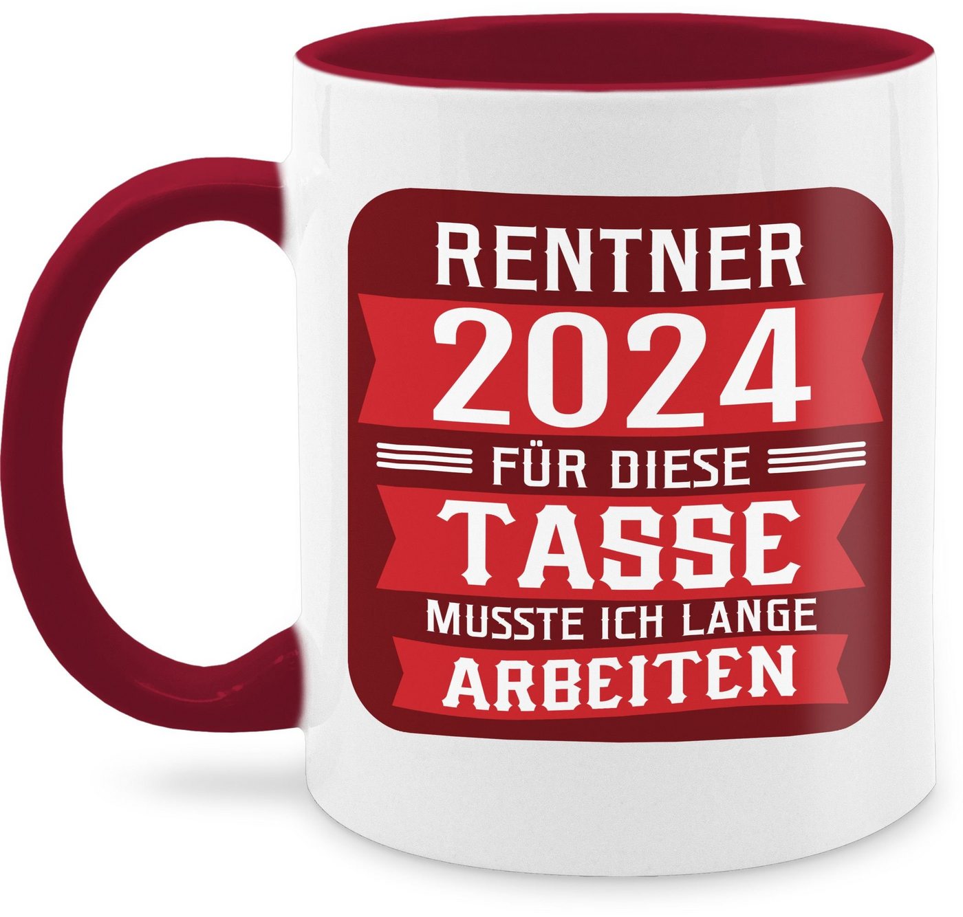 Shirtracer Tasse Rentner 2024 - rot, Keramik, Rente Geschenk Kaffeetasse von Shirtracer