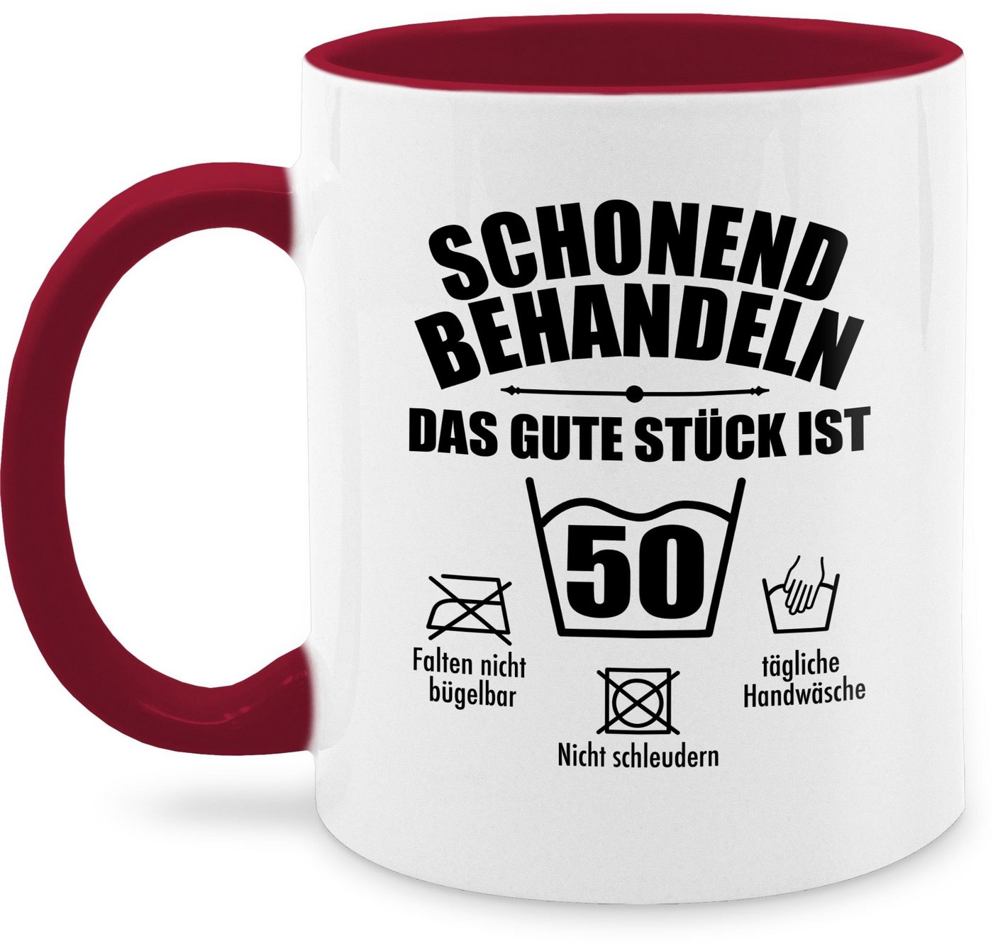 Shirtracer Tasse Schonend behandeln das gute Stück ist fünfzig, Keramik, 50. Geburtstag Tasse von Shirtracer