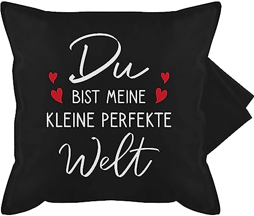 Kissenbezug - Valentinstag Partner Kissen Ideen - Du bist meine kleine perfekte Welt - 50 x 50 cm - Schwarz - valentin geschenk valentinstagsgeschenke valentinstagsgeschenk valentinsgeschenk von Shirtracer