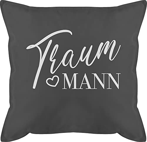 Kissen 50x50 - Valentinstag Partner Ideen - Traummann - Wunschmann Idealmann Wunschpartner Geliebter Geschenkidee Mann Männer Ihn Freund - 50 x 50 cm - Grau - schmusekissen jahrestag geschenk fuer von Shirtracer