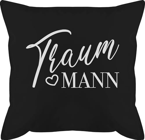 Kissen 50x50 - Valentinstag Partner Ideen - Traummann - Wunschmann Idealmann Wunschpartner Geliebter Geschenkidee Mann Männer Ihn Freund - 50 x 50 cm - Schwarz - liebes geschenk walentinstag traum von Shirtracer