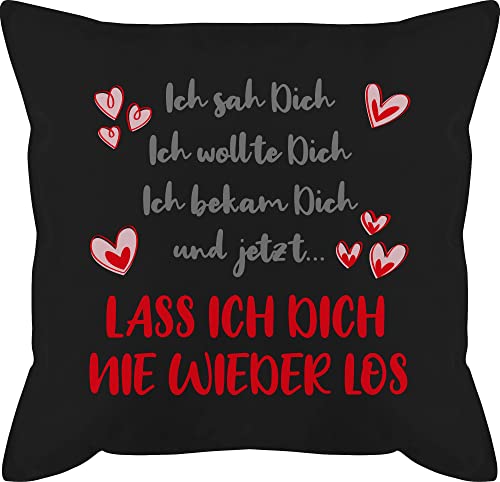 Shirtracer Kissen 50x50 - Valentinstag Partner Ideen - Ich SAH Dich Ich wollte Dich Ich bekam Dich - 50 x 50 cm - Schwarz - partnerkissen Jahrestag Geschenk Fuer ihn walentinstag Love Kissenbezug von Shirtracer