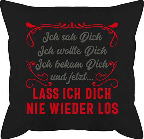 Shirtracer Kissen 50x50 - Valentinstag Ideen - Ich SAH Dich, ich wollte Dich, ich bekam Dich - Geschenk Partner Ich Liebe Dich jeden Tag Partnerin Paar Geschenke - 50 x 50 cm - Schwarz von Shirtracer