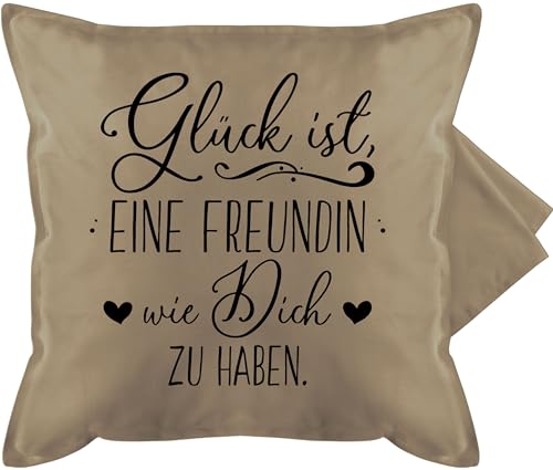 Kissenbezug - Valentinstag Partner Kissen Ideen - Glück ist eine Freundin wie Dich zu haben - 50 x 50 cm - Beige - valentin geschenk beste valentinstagsgeschenk geschenke valentinstagsgeschenke als von Shirtracer