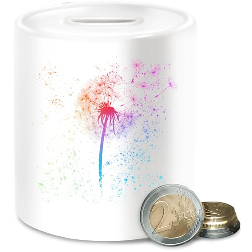 Spardose - Blumen & Pflanzen - Spardosen - Regenbogen Pusteblume Geschenk Rainbow Löwenzahn Pride Geschenke LGBTQ I - Unisize - Weiß von Shirtracer