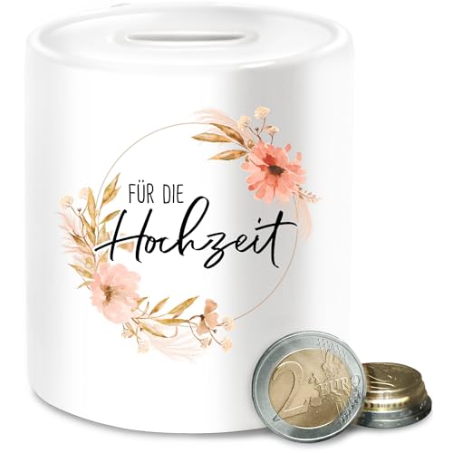 Spardose - Boho Spardosen - Für die Hochzeit - Trockenblumen Ring Gebinde - Unisize - Weiß - hochzeits Auto-spardose chic Stil Keramik von Shirtracer