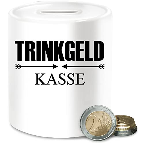 Spardose - Erwachsene - Trinkgeldkasse - Lettering und Pfeile - Unisize - Weiß - trinkgeldkaasse dose Trinkgeld Keramik Gastronomie geldgeschenk Auto zum öffnen hochzeitsspardose Mein erstes von Shirtracer
