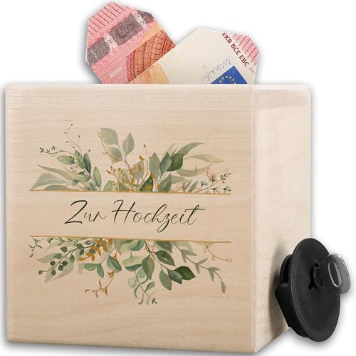 Spardose Holz - Holzspardose Geldgeschenk Zur Hochzeit Geldgeschenk Brautpaar I Hochzeitsgeschenk Geld Geschenk Verpackung Holzsparbüchse I - 10x10cm - Holz - Geschenke aus für geldgeschenke von Shirtracer