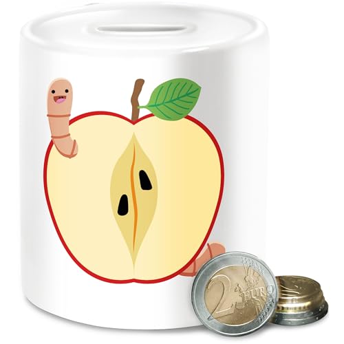 Spardose - Karneval & Fasching - Spardosen - Apfel mit Wurm I Fastnacht I Fasnacht I Fasnet - Unisize - Weiß - babyparty Faschings Verkleidet Carnival karneva fasnets karnelval Jeck rosenmontag von Shirtracer
