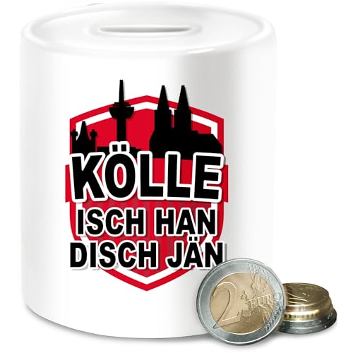 Spardose - Karneval & Fasching - Spardosen - Kölle isch han disch jän! - Unisize - Weiß - babyparty Faschings köln Verkleidet Carnival karneva fasnets karnelval Jeck rosenmontag Fastnacht von Shirtracer