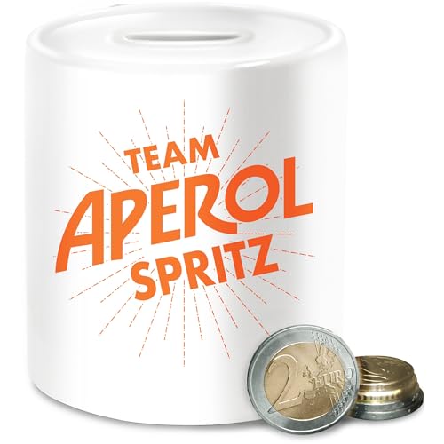 Spardose - Karneval & Fasching - Spardosen - Team Aperol Spritz JGA I Mädelsabend Spritztour Aperol Geschenk - Unisize - Weiß - babyparty Faschings apperol Verkleidet Logo Carnival karneva fasnets von Shirtracer
