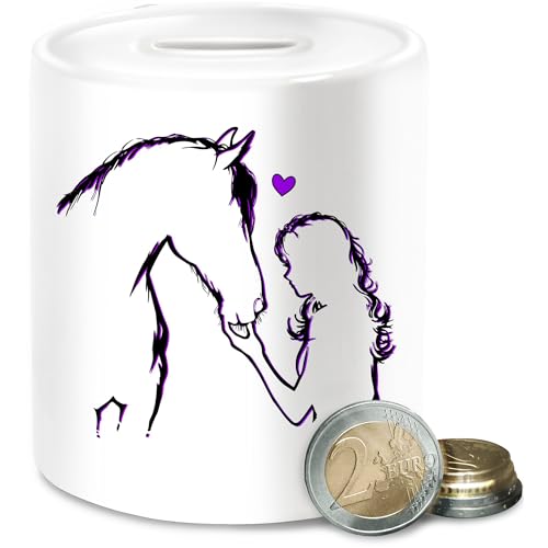 Spardose - Pferd und Reiterin Geschenk Pferde Mädchen I Pferd Geschenk für Pferdeliebhaber I Reiten Mädchen Geschenke für Pferdefreunde I Reitlehrerin - Unisize - Weiß - mit REIT sprüche Namen von Shirtracer