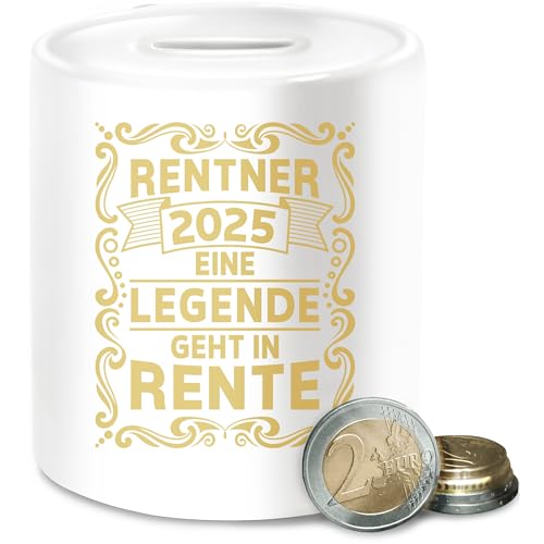 Spardose - Rentner 2025 Eine Legende geht in Rente I Ruhestand Geschenk Rente - Unisize - Weiß - rentenkasse Retirement 2022 rentnerkasse zum renteneintritt endlich pensionskasse zur pensionierung von Shirtracer
