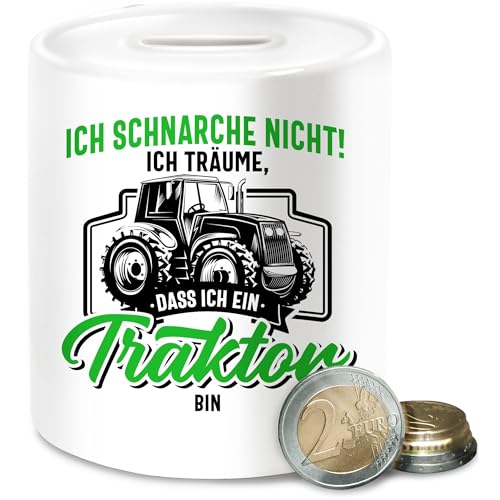 Spardose - Traktoren - Ich schnarche Nicht ich träume DASS ich EIN Traktor Bin schwarz bunt - Unisize - Weiß - geldgeschenk als Landwirt schnarch sparbüchse trecker für sparen Landwirtschaft von Shirtracer