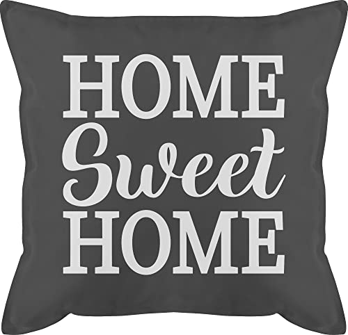 Kissen 50x50 - Statement - Home Sweet Home- weiß - 50 x 50 cm - Grau - Statements mit füllung Kissenbezug bezug zierkissen Pillow sofakissen kissenhülle Sofa von Shirtracer