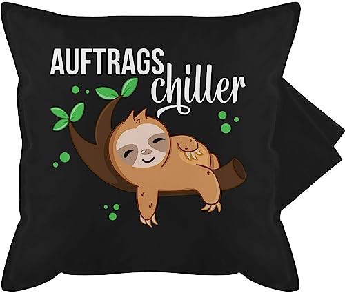 Kissenbezug - Statement Kissen Sprüchen - Auftragschiller mit Faultier weiß - 50 x 50 cm - Schwarz - für Couch Spruch sprüche baumwollkissen Bedruckte+Kissen+mit+Spruch spruechen kissenhülle von Shirtracer