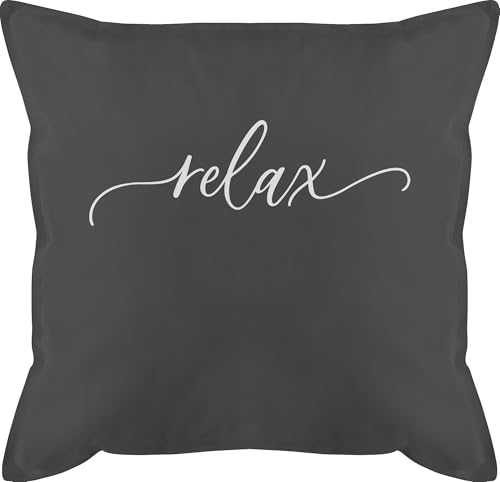 Kissen 50x50 - Statement - Relax Schriftzug weiß - 50 x 50 cm - Grau - relaxkissen Aufdruck Statement-Kissen Statements „Relax“ motivkissen mit der Aufschrift kopfkissen schwarz sprüche von Shirtracer