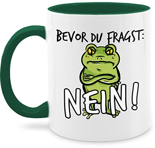 Tasse Tassen 325ml - Statement Sprüche - Bevor du fragst: Nein! - Frosch - Schwarz - 325 ml - Petrolgrün - kaffeetasse mit spruch sprüche, fragst nein kaffee sprüchen sprueche fragst. groß von Shirtracer