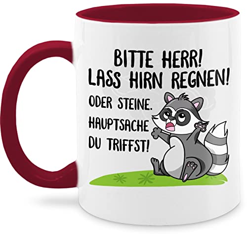 Tasse Tassen 325ml - Statement Sprüche - Bitte Herr Lass es Hirn regnen - 325 ml - Bordeauxrot - kaffeetasse mit spruch spruechen waschbären kaffeebecher lustige sprüche, büro lustig von Shirtracer