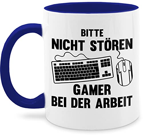 Tasse Tassen 325ml - Statement - Bitte nicht stören Gamer bei der Arbeit - 325 ml - Dunkelblau - ich zocke mug zocken kaffeetasse zocker kaffetassen bin game sprüche statements zock cup gamers von Shirtracer