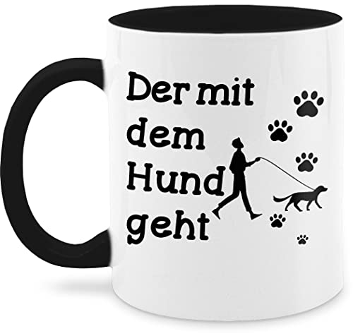 Tasse Tassen 325ml - Statement - Der mit dem Hund geht Pfoten schwarz - 325 ml - Schwarz - kaffetassen sprüche statements läuft teetasse kaffeetasse nur noch eine pflanze kakao von Shirtracer