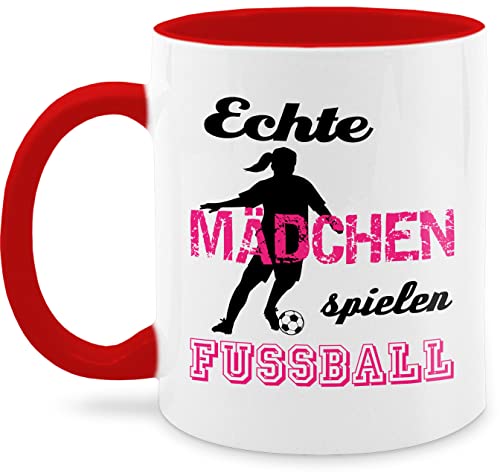 Tasse Tassen 325ml - Statement Sprüche - Echte Mädchen spielen Fußball I - 325 ml - Rot - nur noch eine pflanze spruchtasse spruechen fussball kaffeetasse spruch sarkasmus damen kaffee mit von Shirtracer