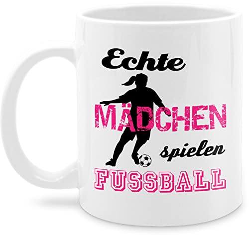 Tasse Tassen 325ml - Statement Sprüche - Echte Mädchen spielen Fußball I - 325 ml - Weiß - spruchtasse sarkasmus fussball kaffeetasse spruchtassen spruch damen nur noch eine pflanze lustige von Shirtracer