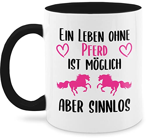 Tasse Tassen 325ml - Pferde - Ein Leben ohne Pferd ist möglich aber sinnlos - 325 ml - Schwarz - horses sprüche mit geschenk namen pferdetasse pferde+tasse pferden reitlehrerin wärmende reit von Shirtracer