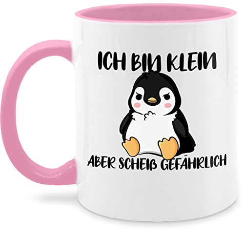 Tasse Tassen 325ml - Statement - Ich bin klein aber scheiß gefährlich Pinguin - Sprüche Kleine Lustig Spruch - 325 ml - Rosa - pinguintasse spruchtasse sarkasmus penguin kaffeetasse spruchtassen von Shirtracer