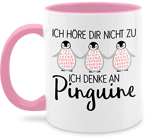 Tasse Tassen 325ml - Statement Sprüche - Ich denke an Pinguine - 325 ml - Rosa - pinguintasse spruchtasse sarkasmus pinguin kaffeetasse penguin+tasse spruchtassen spruch penguin fanmug pingu von Shirtracer