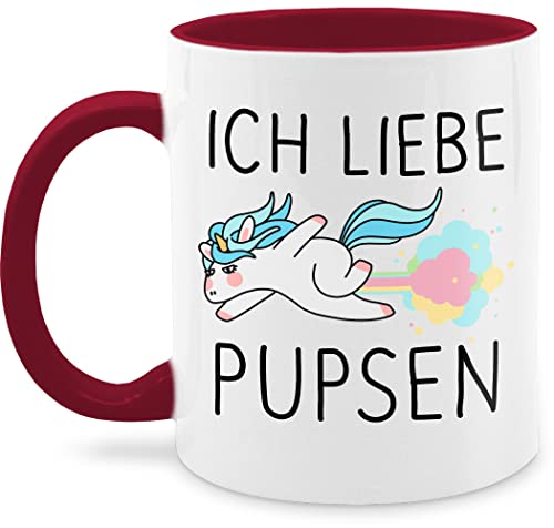 Tasse Tassen 325ml - Statement - Ich liebe pupsen Einhorn - Furtz Lustig Pups Geschenk Fürze - 325 ml - Bordeauxrot - kaffee haferl einhornpups kaffeetasse teetasse milchkaffeetassen kaffeetassen von Shirtracer