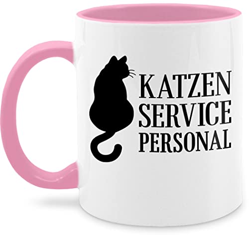 Tasse Tassen 325ml - Statement Sprüche - Katzen Servicepersonal schwarz - 325 ml - Rosa - nur noch eine pflanze kaffee mit spruch kaffeetasse lustige milchkaffee sprüchen keramik schönem von Shirtracer