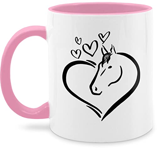 Tasse Tassen 325ml - Pferde - Pferdeportrait im Herz - 325 ml - Rosa - geschenk für reitlehrerin pferd pferdebesitzer kaffee haferl tiere reit sprüche häferl mit tieren reiter kaffeetasse horse von Shirtracer