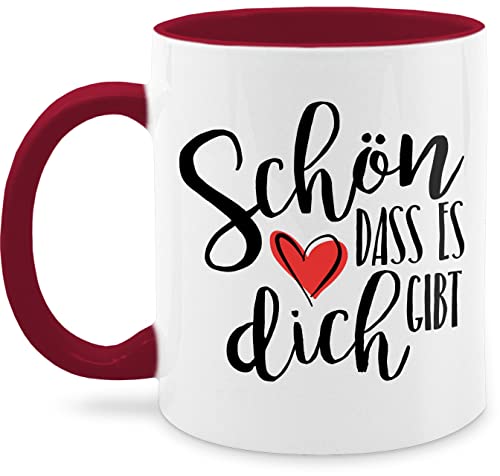 Tasse Tassen 325ml - Statement Sprüche - Schön dass es dich gibt - 325 ml - Bordeauxrot - sarkasmus sprüchen liebe teetasse groß mit schönem spruch spruchtassen sprueche schön, kaffeebecher von Shirtracer