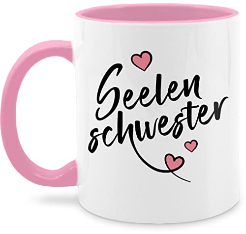 Tasse Tassen 325ml - Statement Sprüche - Seelenschwester - 325 ml - Rosa - mit spruch geschwister kaffeetasse lustige kaffee sprüchen spruchtassen sprüche, sister nur noch eine pflanze von Shirtracer