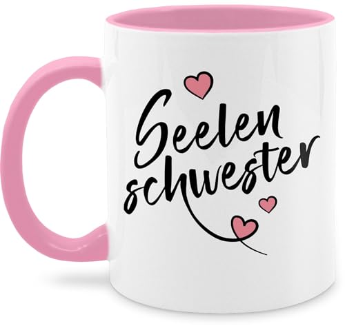 Tasse Tassen 325ml - Statement Sprüche - Seelenschwester - 325 ml - Rosa - spruchtasse sarkasmus sister kaffeetasse spruchtassen spruch teetasse kaffeetassen mit sprüchen spruechen kaffeebecher von Shirtracer