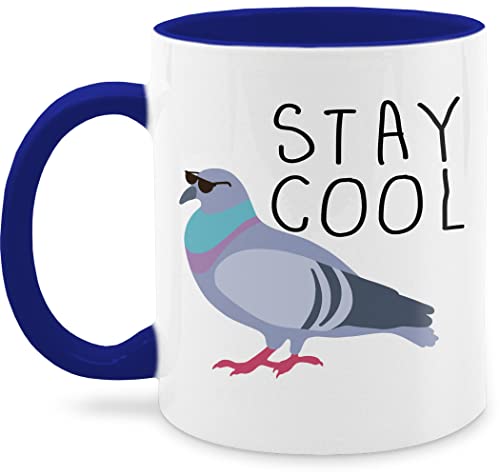 Tasse Tassen 325ml - Statement Sprüche - Stay Cool - 325 ml - Dunkelblau - mug taube geschenk kaffeetasse mit spruch sprüche, tauben kaffeetassen auf englisch sprüchen sprueche mugs kaffee cup von Shirtracer