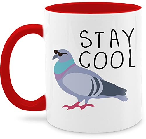 Tasse Tassen 325ml - Statement Sprüche - Stay Cool - 325 ml - Rot - taubentassen spruchtasse sarkasmus taube kaffeetasse geschenk tauben spruchtassen spruch teetasse mit einer lustige spruechen von Shirtracer