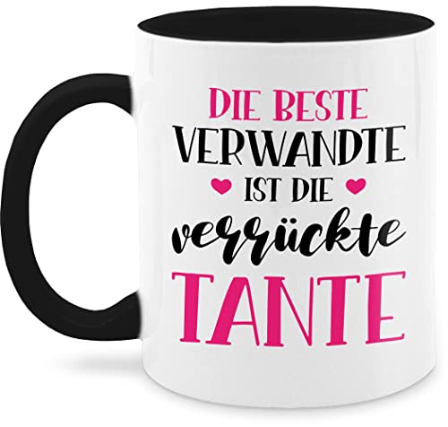 Tasse Tassen 325ml - Geschenk - Beste Verwandte ist die verrückte Tante - 325 ml - Schwarz - geschenke fuer tanten für geschenke+für+tante teyze cups aunt nur noch eine pflanze auntie von Shirtracer