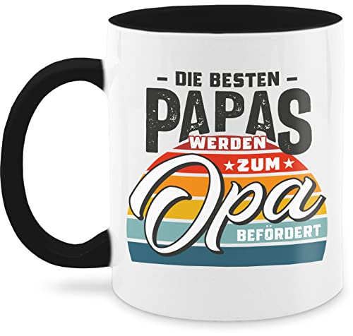 Tasse Tassen 325ml - Großvater - Die besten Papas werden zum Opa befördert Retro Grau - 325 ml - Schwarz - papa geschenk für grossvater opas wird teetasse vatertagsgeschenk und 2023 geschenke von Shirtracer