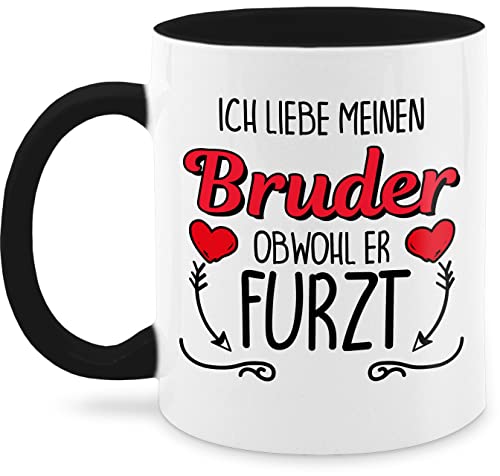 Tasse Tassen 325ml - Ich liebe meinen Bruder obwohl er furzt - 325 ml - Schwarz - brüder zu weihnachten geschenk für geschenke geburtstag geschenkidee besten den personalisierte sprüche furz von Shirtracer