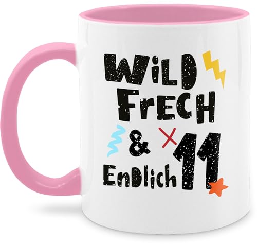 Tasse Tassen 325ml - 11. Geburtstag - Wild frech und endlich 11 - Wunderbar elf Jahre - 325 ml - Rosa von Shirtracer