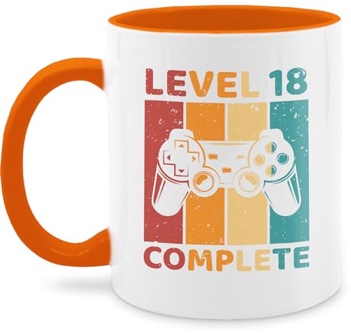 Tasse Tassen 325ml - 18. Geburtstag - Level 18 Complete - 18 Freigeschalten Unlocked Completed - Zocker Gamer - 325 ml - Orange - zum 18: 18.geburtstag jahre 18ten geschenke party geschenk von Shirtracer